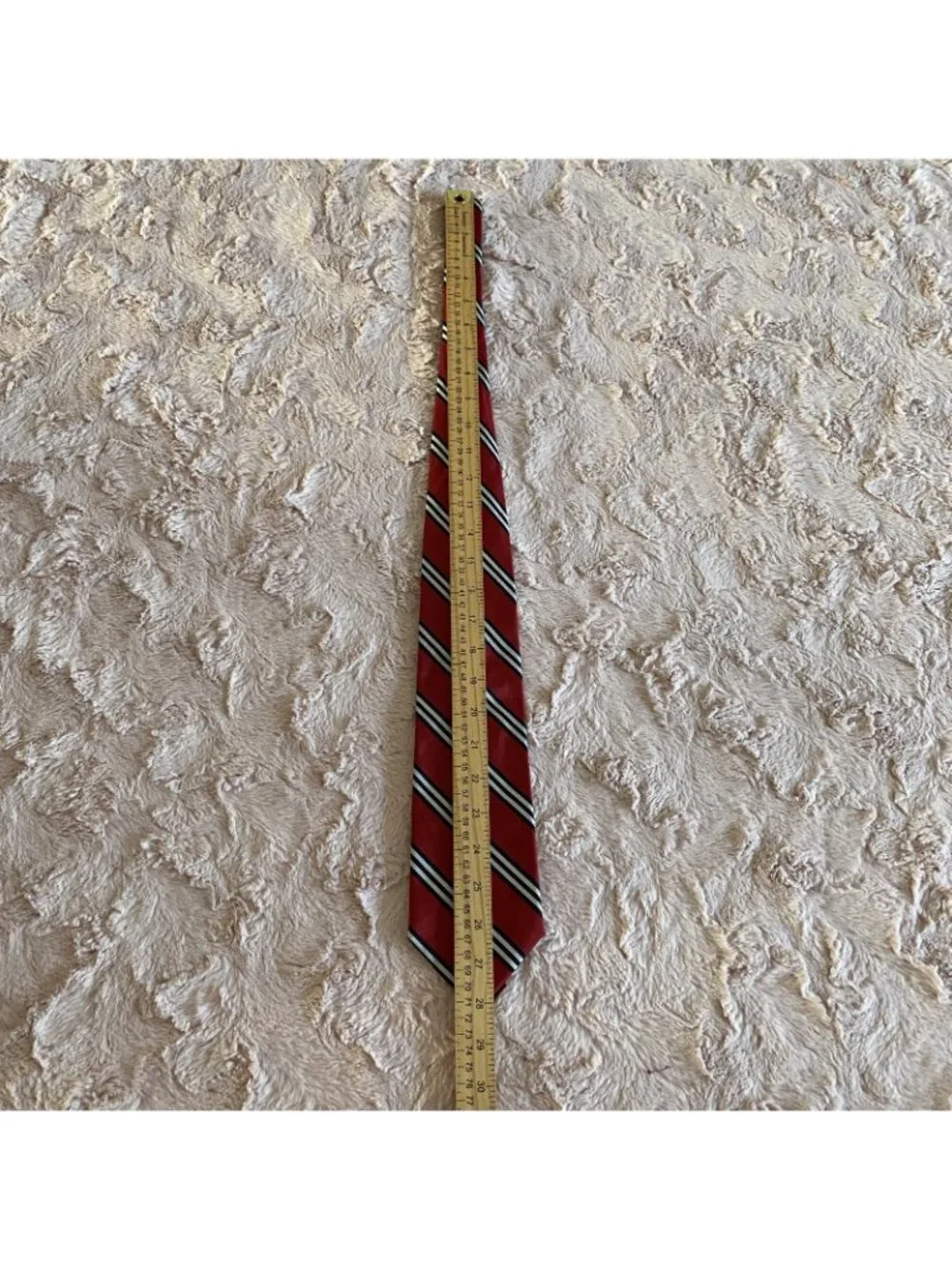 Jos A Bank Mens Necktie Red Navy Blue White Stripe Tie Silk USA 56